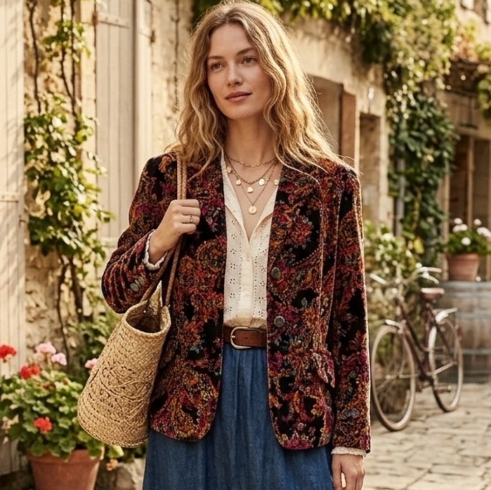 Liz Claiborne Vibrant Patterned Velvet Blazer